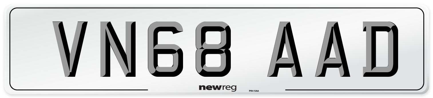 VN68 AAD Number Plate from New Reg